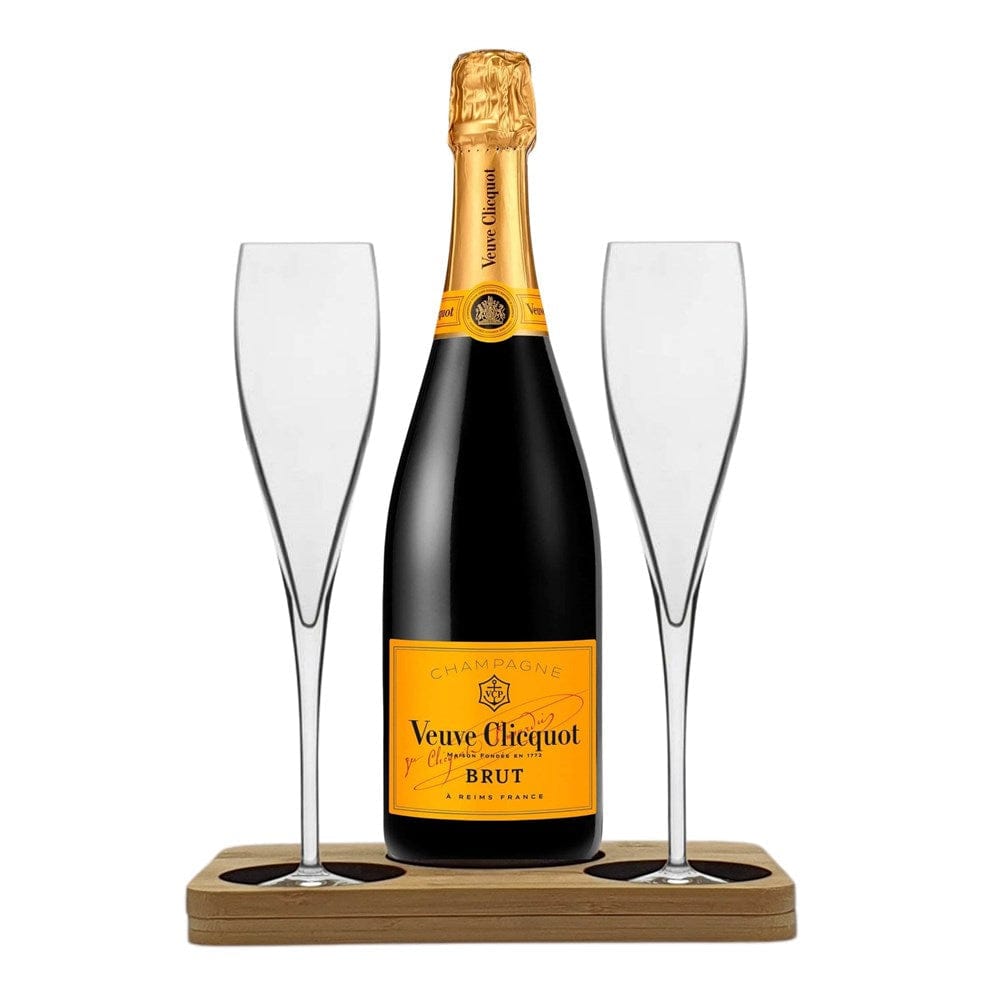 Personalised Veuve Clicquot Gift Hamper Pack -Box includes Presentation stand and 2 Fine Crystal Champagne Flutes
