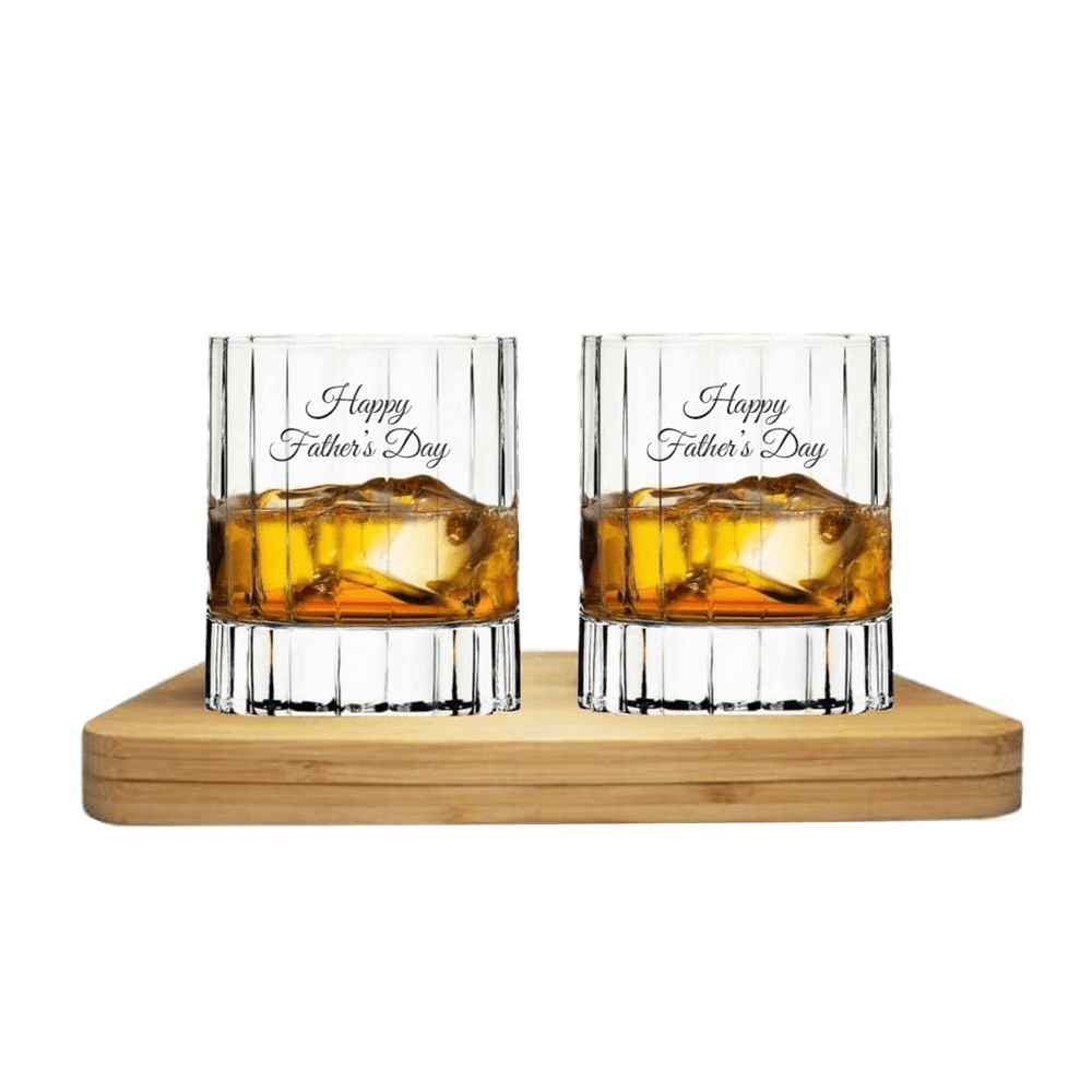 Father's Day Edition Luigi Bormioli Bach Whisky Crystal Glass Tasting Gift Set includes Wooden Presentation Stand