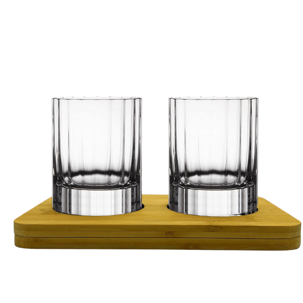 Luigi Bormioli Bach Whisky Crystal Glass Tasting Gift Set includes Wooden Presentation Stand