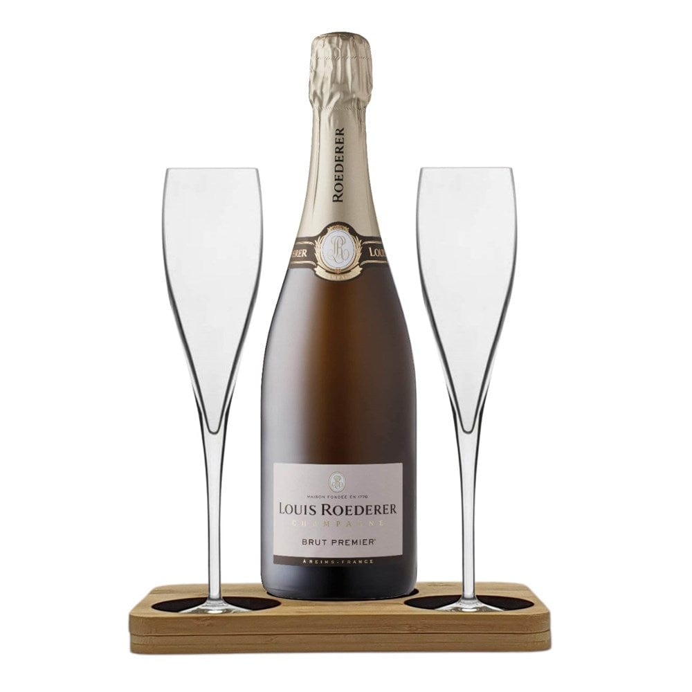 Personalised Louis Roederer Champagne Gift Hamper Pack - Box includes Presentation Stand and 2 Fine Crystal Champagne Flutes