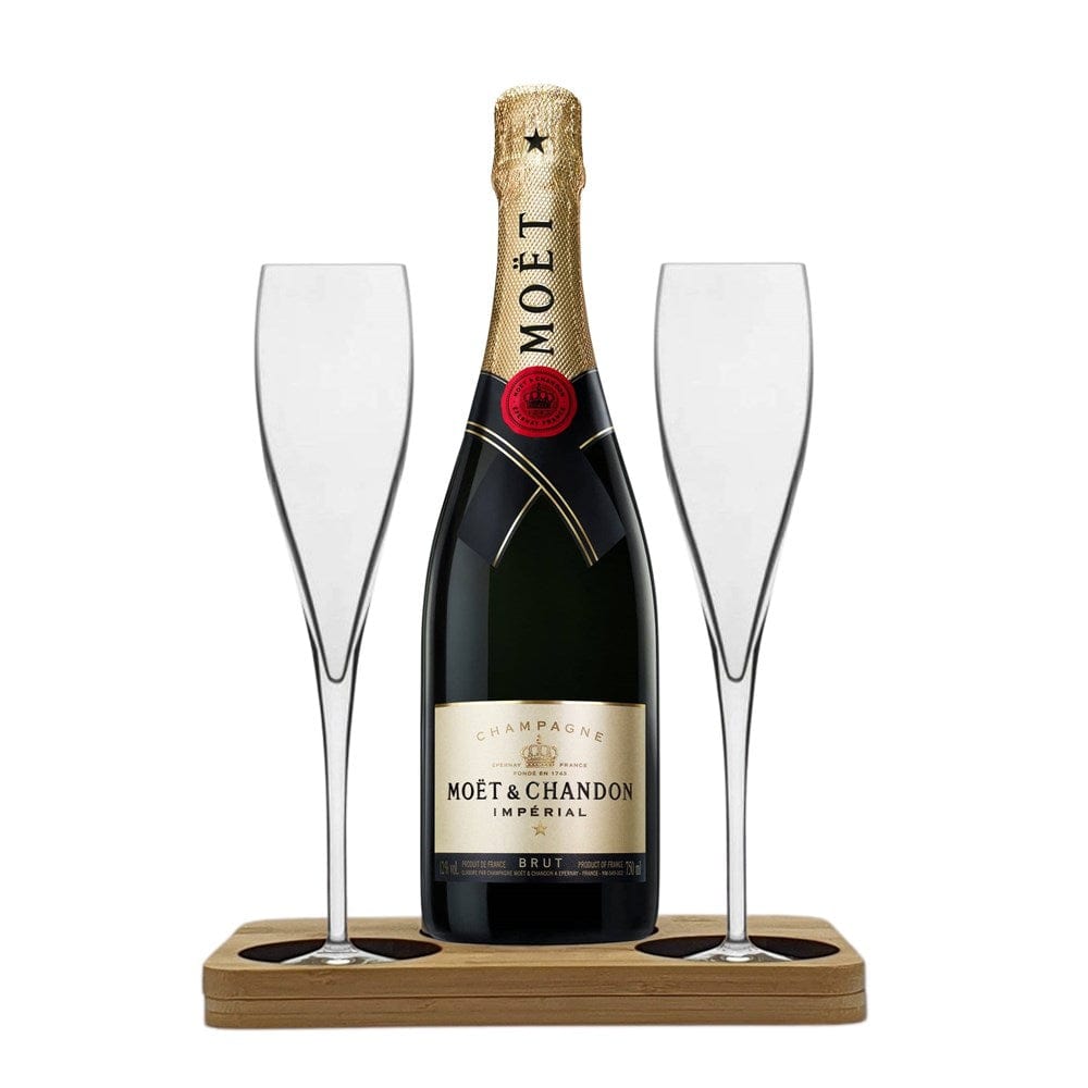 Personalised Moet & Chandon Gift Hamper Pack - Box includes Presentation Stand and 2 Fine Crystal Champagne Flutes