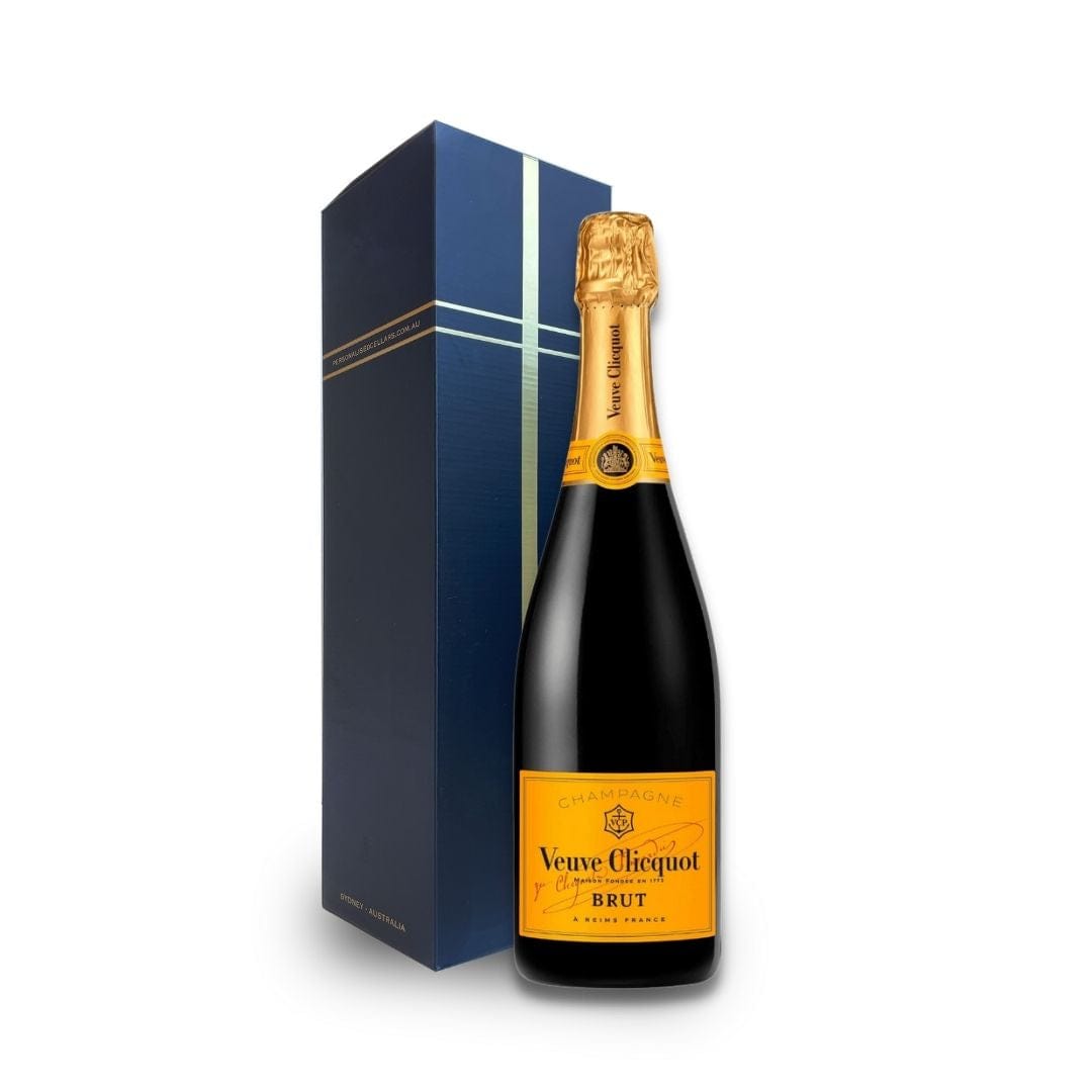 Personalised Veuve Clicquot &amp; Candle Hamper Box includes Presentation Stand and 2 Fine Crystal Champagne Flutes