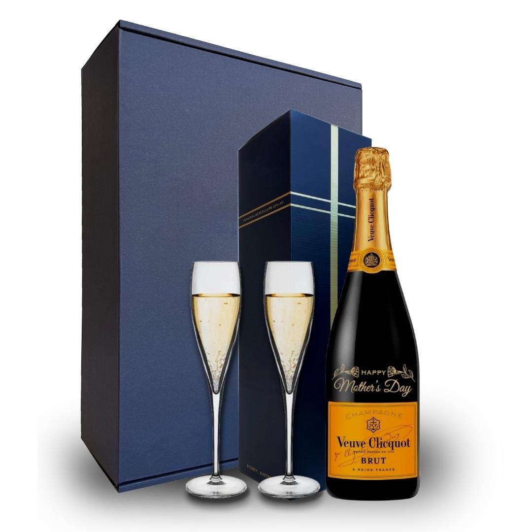 Mother&#39;s Day Veuve Clicquot Gift Hamper- Includes 2 Champagne Flutes and Gift Boxed