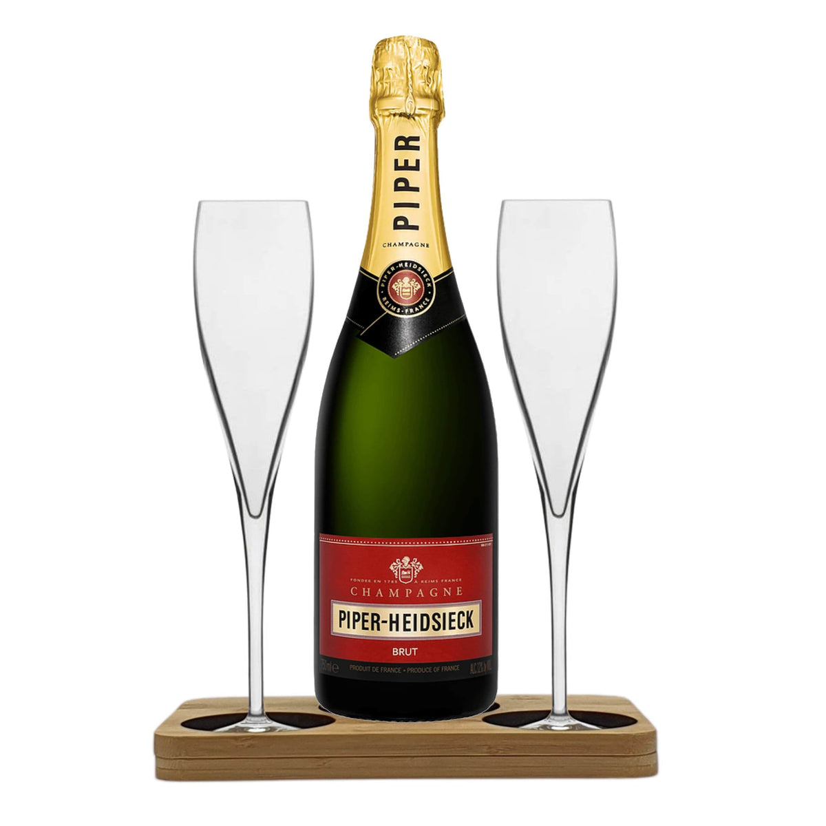 Personalised Piper-Heidsieck Brut Champagne Gift Hamper Pack - Box includes Presentation Stand and 2 Fine Crystal Champagne Flutes
