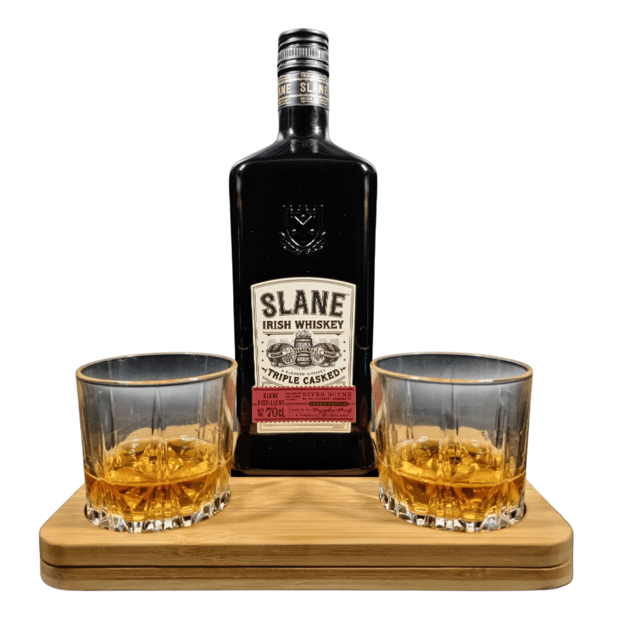 Personalised Slane Irish Whiskey Hamper Gift Box includes 2 whisky glass